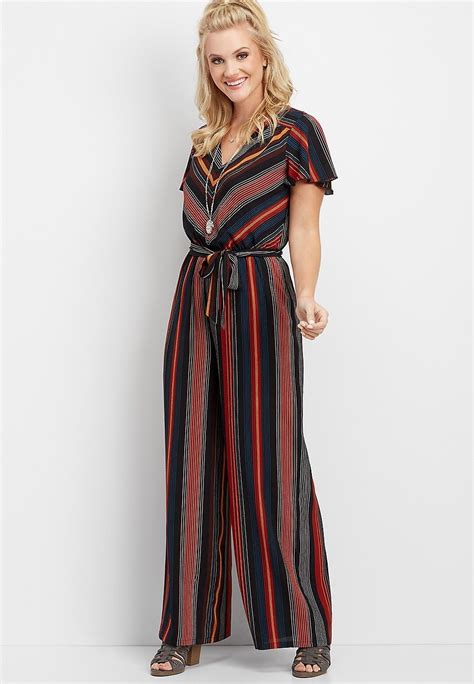 Stripe Tie Front Jumpsuit Jumpsuit Striped Tie Stripe