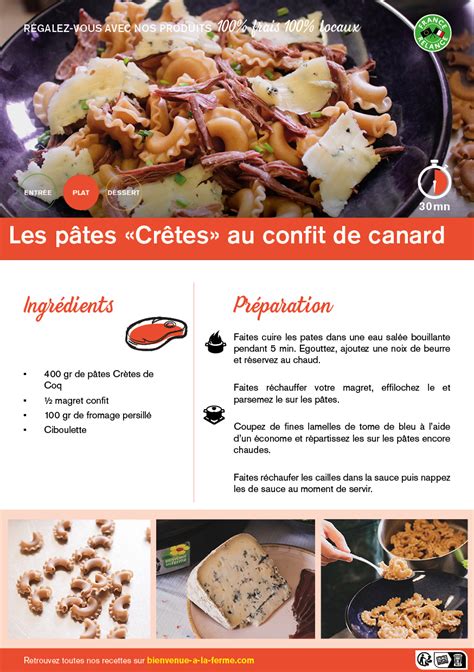 LANDES Crêtes de coq au confit de canard et au bleu Bienvenue à la