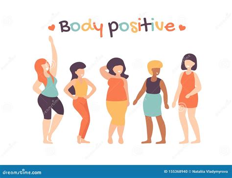 Body Positive Happy Characters Woman Isolated On White Background Stock Vector Illustration Of