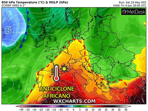 Meteo PROSSIMA SETTIMANA dal 3 giugno Anticiclone Africano sempre più