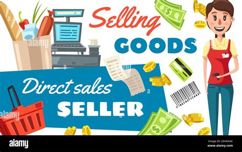 Supermarket Seller Profession Saleswoman Of Retail Direct Sales And