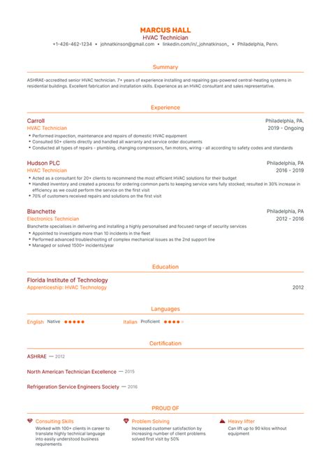 Hvac Resume Examples Guide For