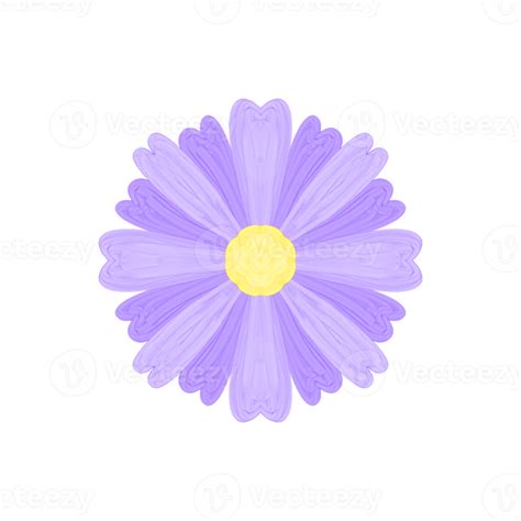 Cute Purple Flower Stationary Sticker Oil Painting Png