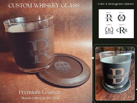 Monogrammed Whiskey Glass Personalized With Leather Sleeve Etsy