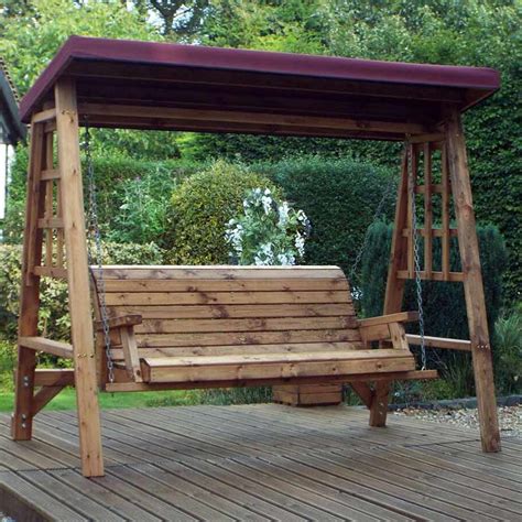 Charles Taylor Dorset 3 Seater Swing Seat Burgundy Canopy