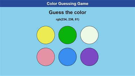 Color Guessing Game Using Html Css And Javascript Youtube