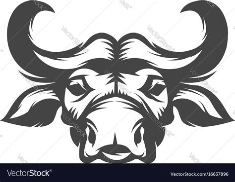 Buffalo Head Isolated On White Royalty Free Vector Image