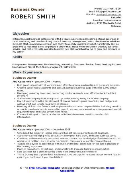 Download Free Business Owner Resume .Docx (Word) Template on ResumeThatWorks.com