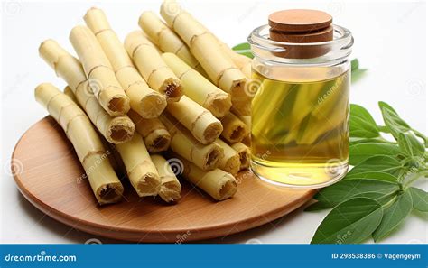 Bamboo Derived Essential Oils In Clear Bottles With Cork Stoppers