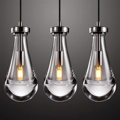 Raindrop Pendant Light Set Of 3 Brushing Nickel Pendant Lights Kitchen Island Pendant Lighting