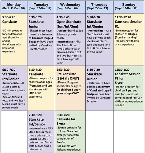 Fall 2023 Schedule Sept 6 Dec 21 Bowmanville Figure Skating Club