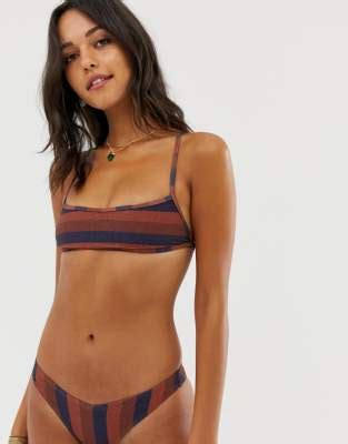 River Island Bas de bikini échancré rayé ASOS