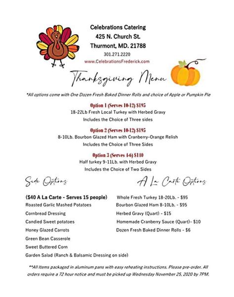 Thanksgiving Dinner To Go In Frederick Md And Nearby 2020 Housewives