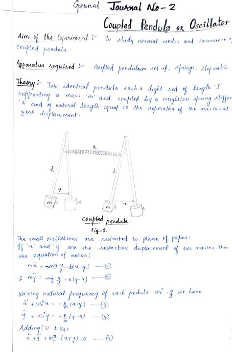 SOLUTION: COUPLED PENDULUM OSCILLATOR EXPERIMENT - Studypool