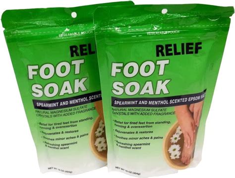 16 Ounce Foot Soak 2 Pack Spearmint And Menthol Epsom Salt Beauty Hiddens