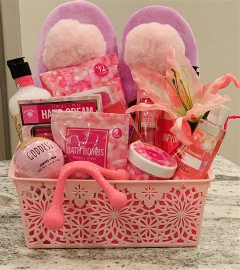 Pink Spa Gift Basket Etsy Girl Gift Baskets Pink Gift Basket