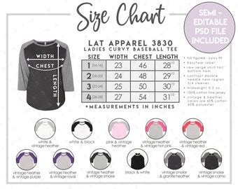 Lat Size Chart Etsy