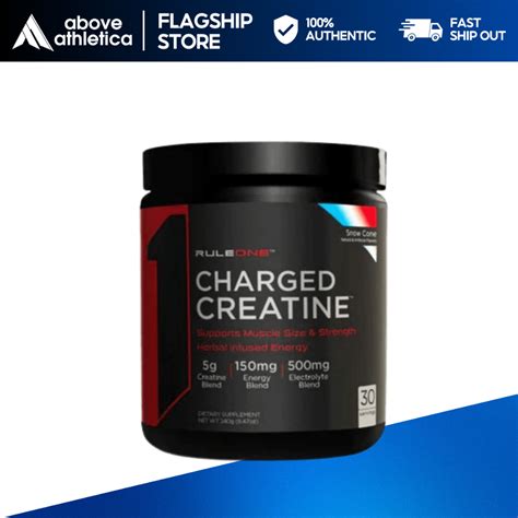 Rule One Charged Creatine Monohydrate Powder 30 Servings R1 Charged