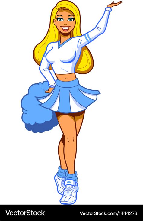 Blonde Cheerleader With Pom Poms Royalty Free Vector Image
