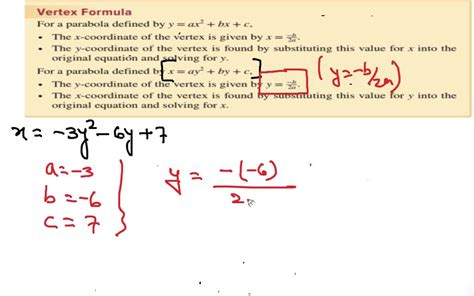 Solveddetermine The Vertex By Using The Vertex Formula X 3 Y2 6 Y7