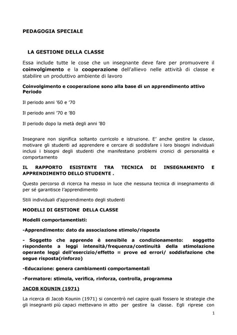 La Gestione Della Classe Pedagogia Speciale La Gestione Della Classe