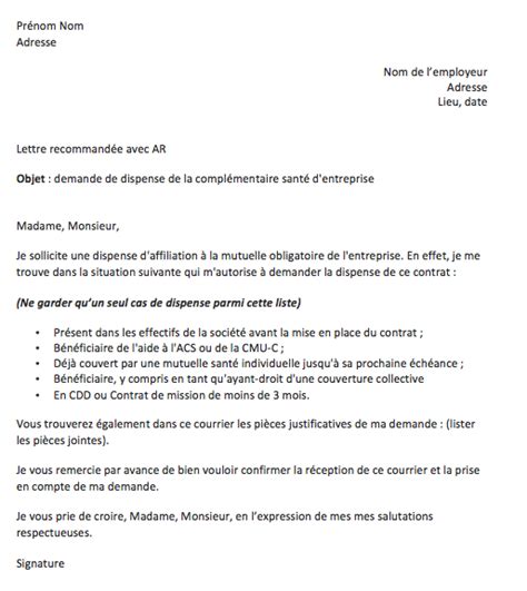 Lettre Refus Mutuelle D Entreprise