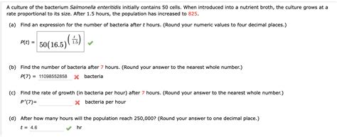 Solved A Culture Of The Bacterium Salmonella Enteritidis Chegg