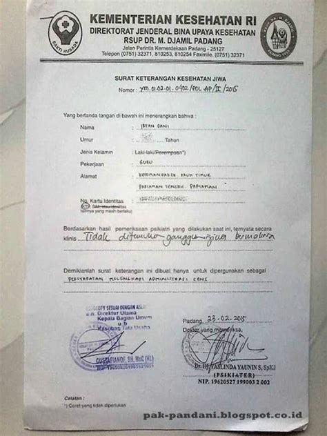 Contoh Surat Keterangan Sehat Jasmani Dan Rohani Untuk Cpns Rumah