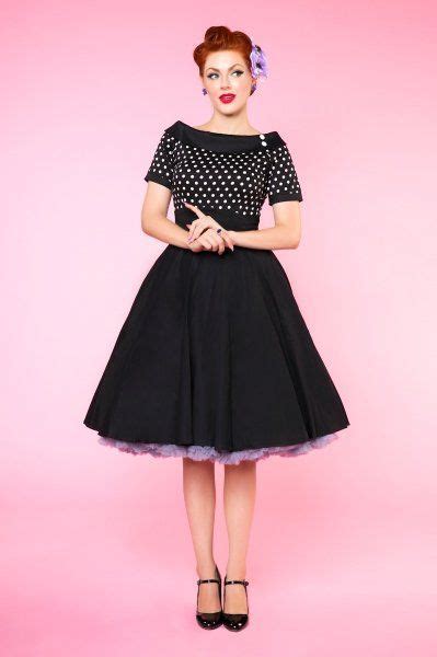 Darlene Black And White Polka Dot Swing Dress Vintage Kleider