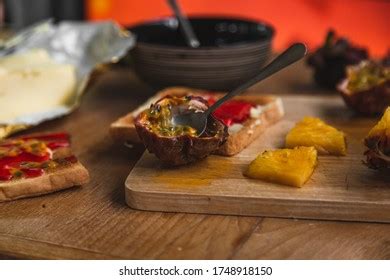 Canape Foie Gras Sauternes Jelly Shallow Stock Photo