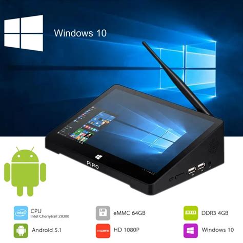 PIPO X10 Pro Mini PC 10 8 Inch FHD Windows 10 Android 5 1 TV Box Intel