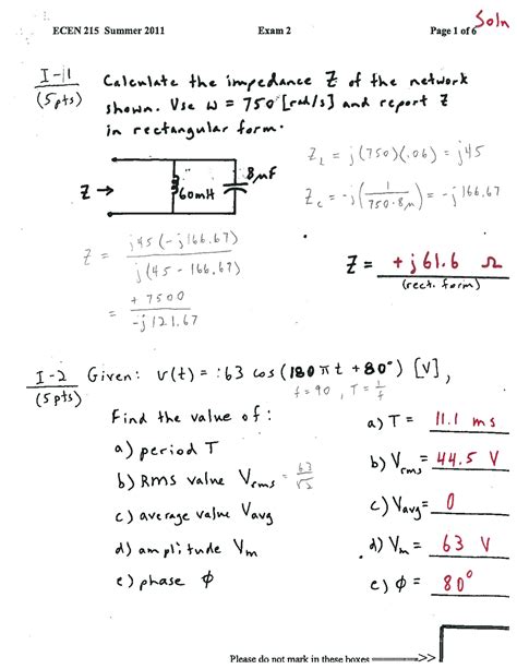 Solution For Exam Principles Of Electrical Engineering Ecen