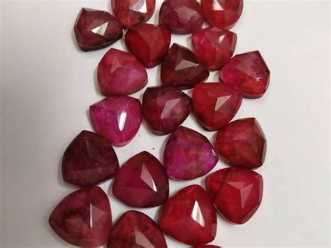 Natural Ruby Doublet Trillion Cabochon Faceted Fine Etsy Natural