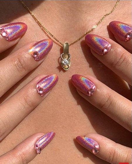 Inspira O Unhas Hologr Ficas Pink Nails Holographic Nails Metallic