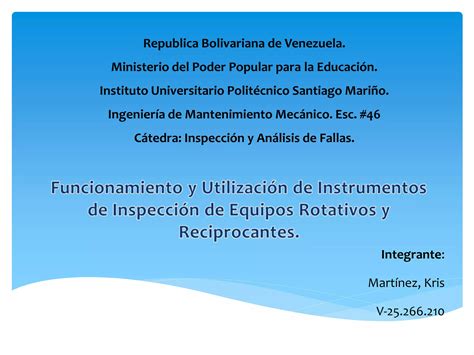 Funcionamiento Y Utilizaci N De Instrumentos De Inspecci N De Equipos