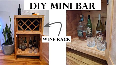 DIY Mini Bar with Custom Wine Rack - YouTube