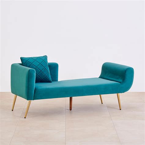 Buy Monarch Velvet 2 Seater Chaise Green From Home Centre At Just INR