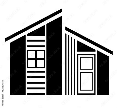 House icon illustration. Black and white, monochrome, simple house exterior illustration. Simple ...