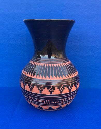 Western Cabin Lodge Decor Vase Pottery Artist Signed Ebay