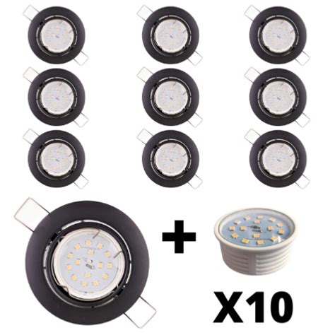 10 Spots Led Encastrables Extra Plats Noirs Mat équipés Led 5w 4000k