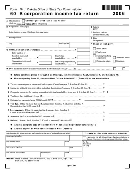 Fillable Form S Corporation Income Tax Return Printable Pdf