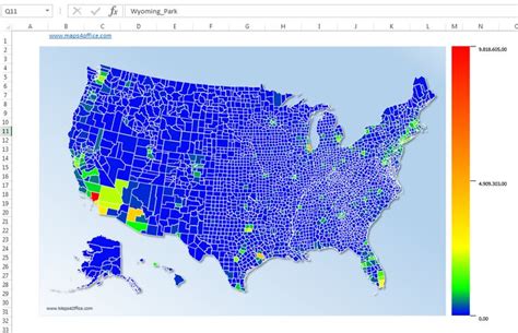 Population Map US-Counties, Quick-Heatmap 2016 | Map, World map, County