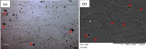 A OM And B SEM Images After Keller Chemical Etching Of AA7050 T7451