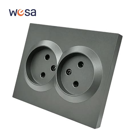 Wesa Grey Double Power Socket Tomada El Trica Padr O Da Ue Soquete De