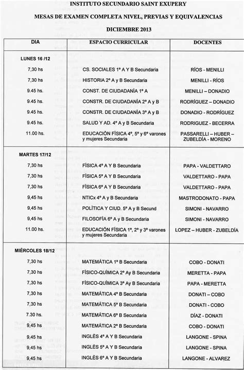 Secundaria Mesas De Examen Completa Previas Y Equivalencias