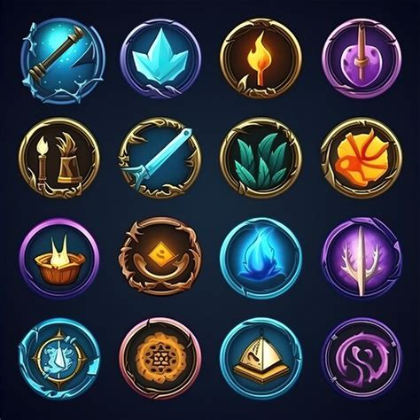 Premium Photo | Set of Magic the gather style game icons