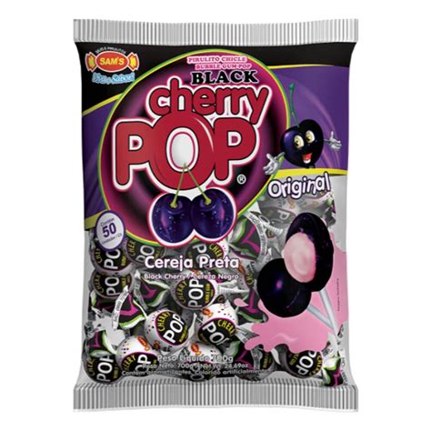 Pirulito Cherry Pop Black Recheio Chiclete C Sams Submarino