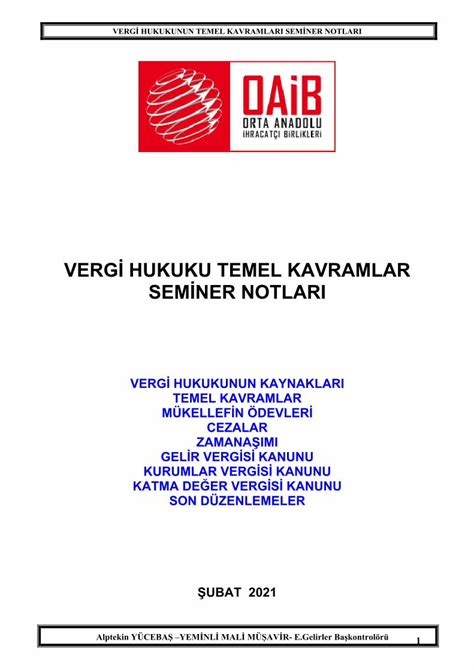 PDF VERGİ HUKUKU TEMEL KAVRAMLAR SEMİNER NOTLARI DOKUMEN TIPS