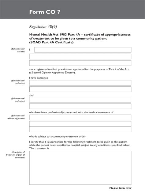 Fillable Online 41724 Mental Health Act Form CO7 41724 Mental