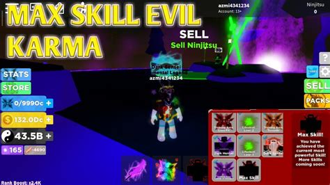 Unlocking Dark Skill Max Evil Karma Roblox Ninja Legends Youtube